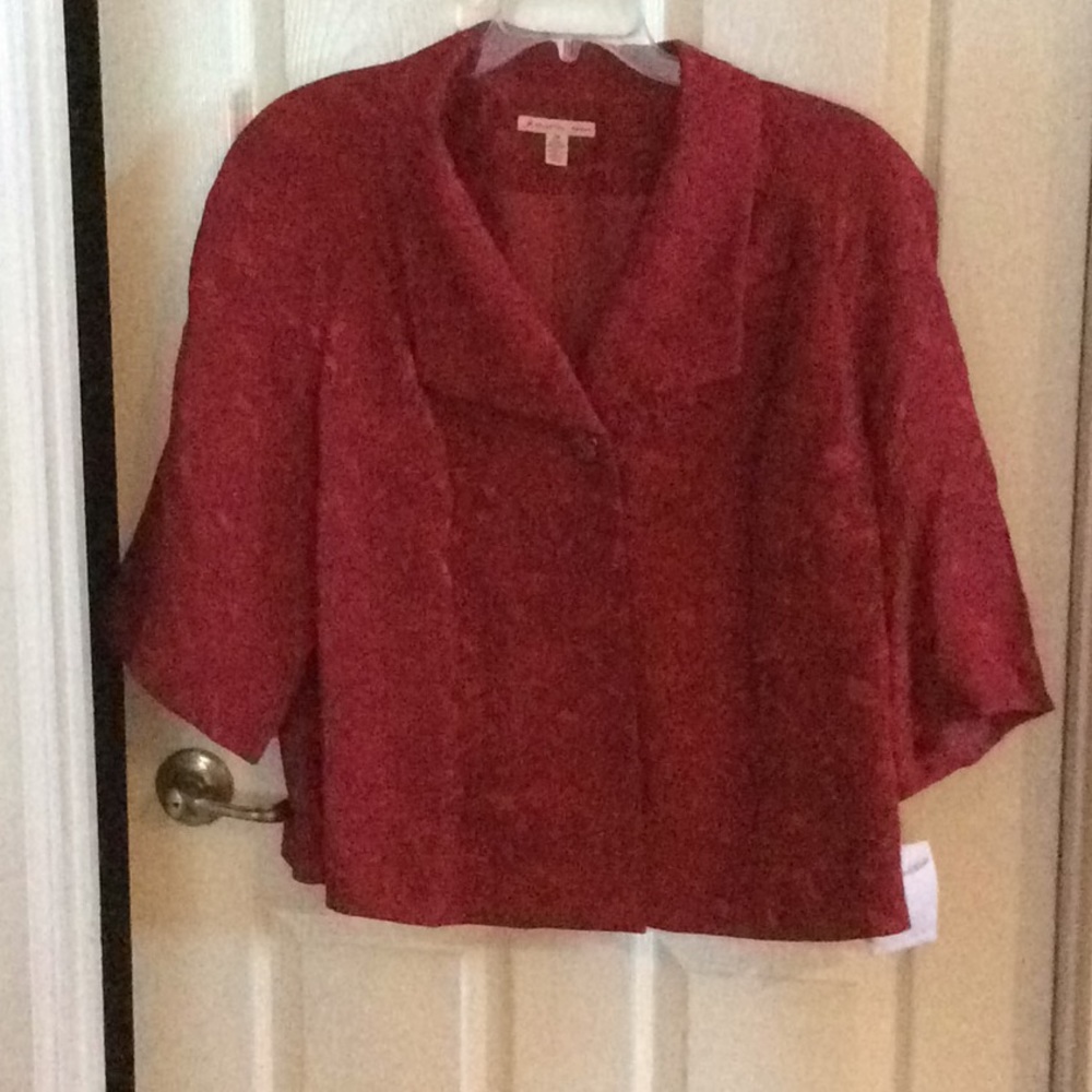 COPY - JM Collection Red Brocade Bolero Jacket